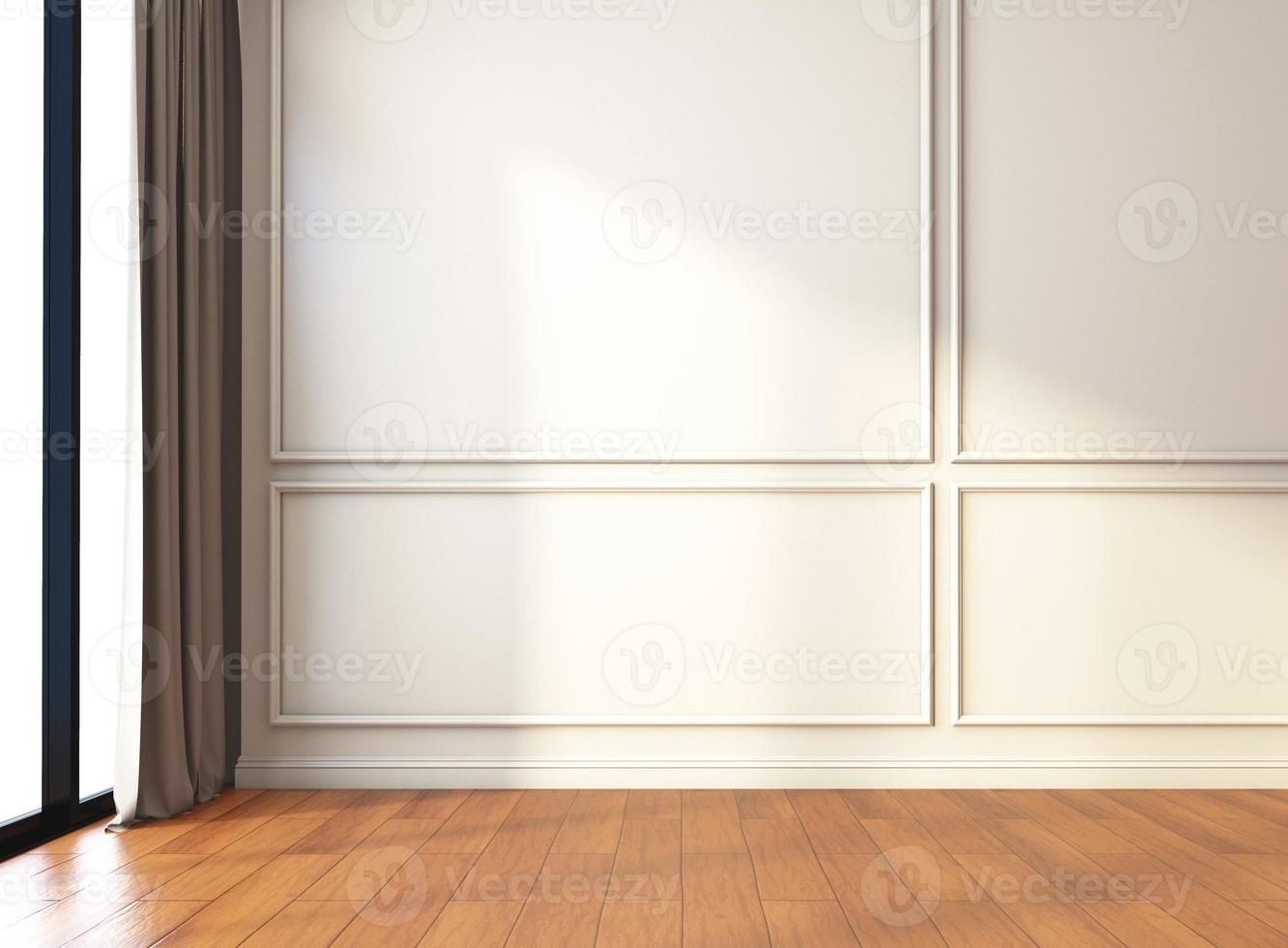 Empty room with wall cornice and wood floor. 3d rendering photo