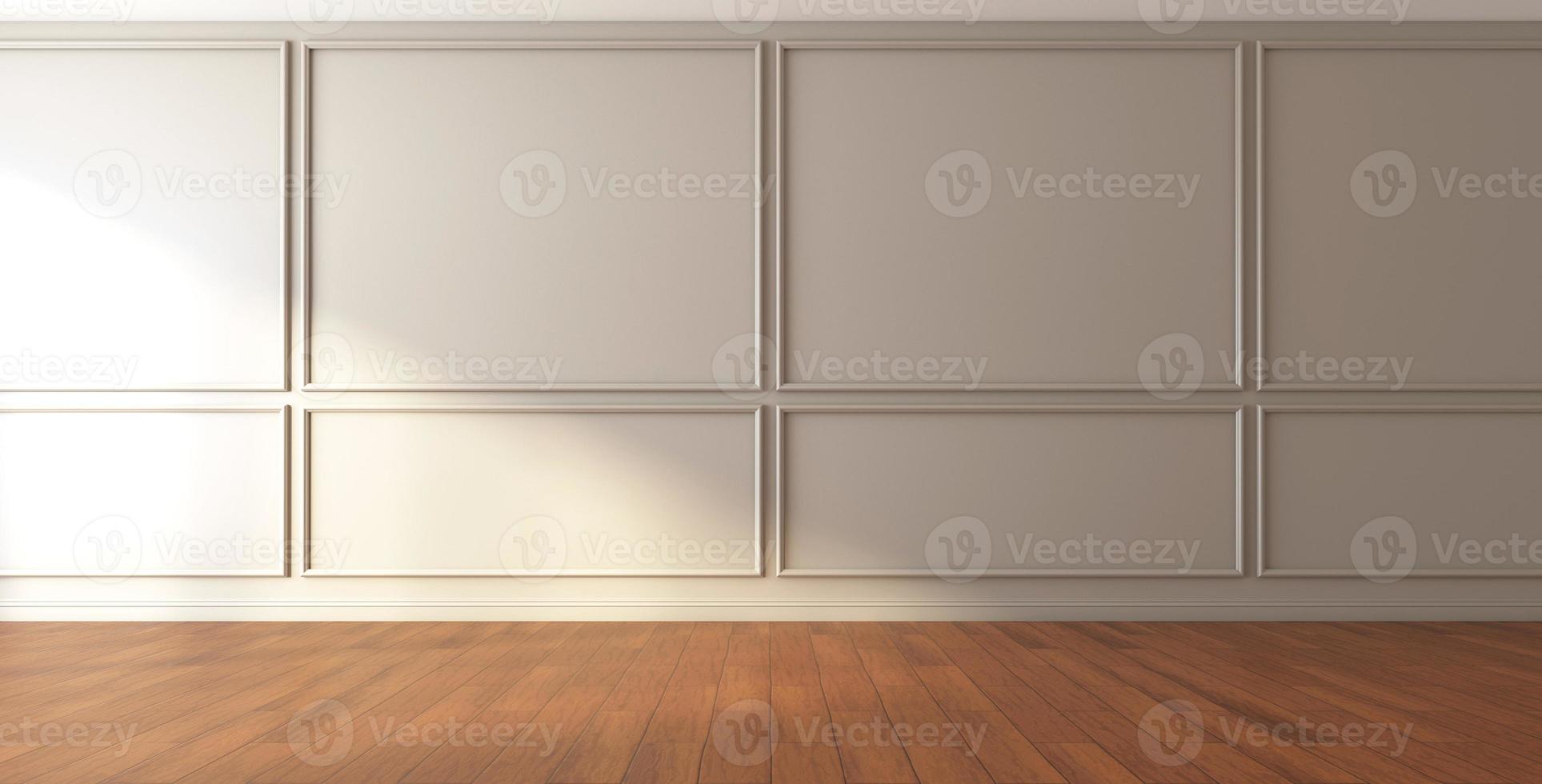 Luxury empty room with wall cornice and wood floor. 3d rendering photo