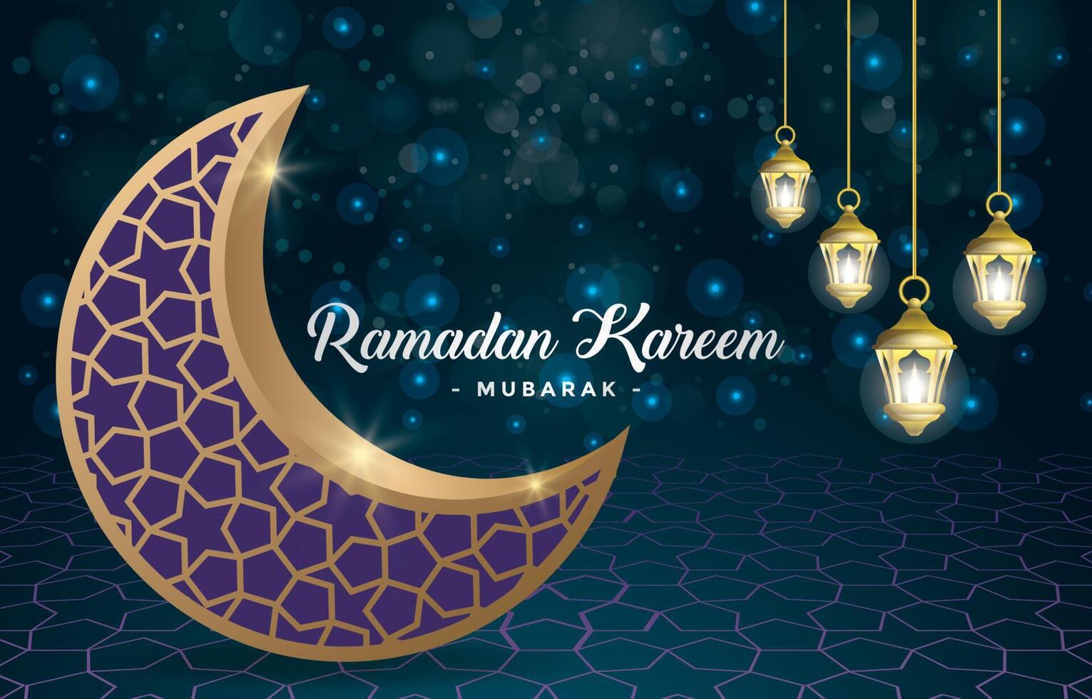 ramadan kareem background with blue colour design vector 6653511 Vector ...