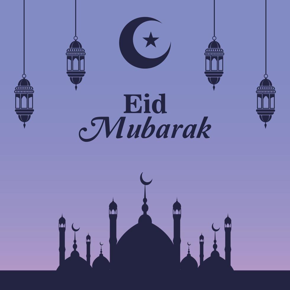 fondo de eid mubarak con diseño de mezquita vector