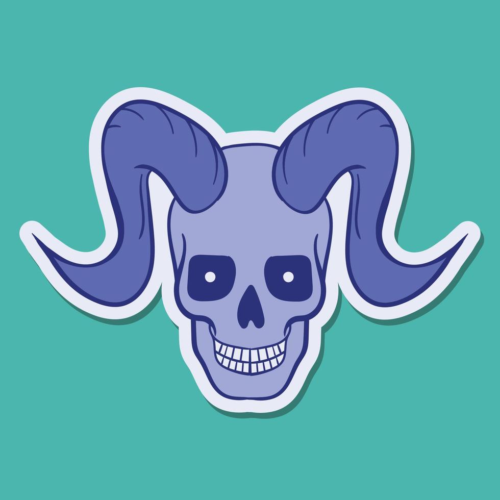 hand drawn skull horn doodle illustration for stickers poster etc premium vector