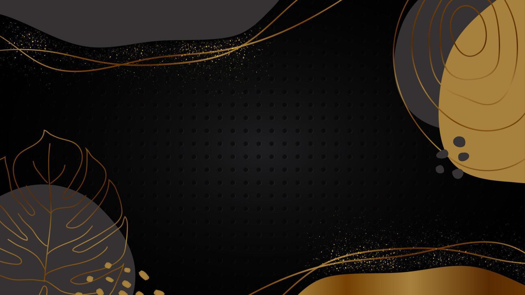 fondo negro y dorado formas geométricas abstractas papel tapiz de diseño de lujo.capa realista metálica elegante luz futurista brillante.plantilla de diseño de portada. vector