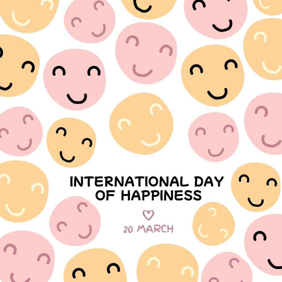 international day of happiness day background with smiley face vector