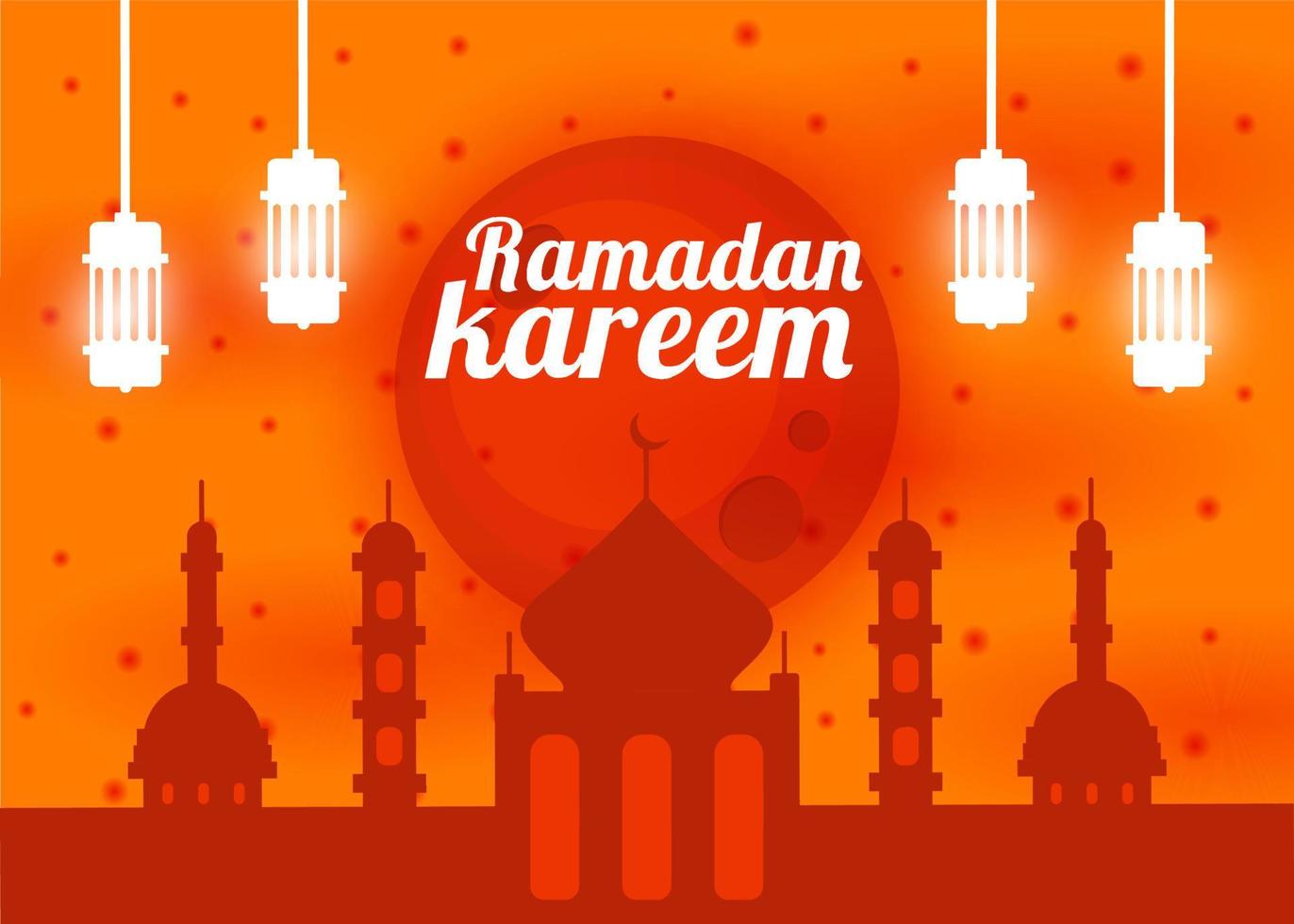 Flat Ramadan Kareem Illustration with Mosque Vector Design EPS10 great for greeting card, poster, or any other purposes related to flat ramadan kareem