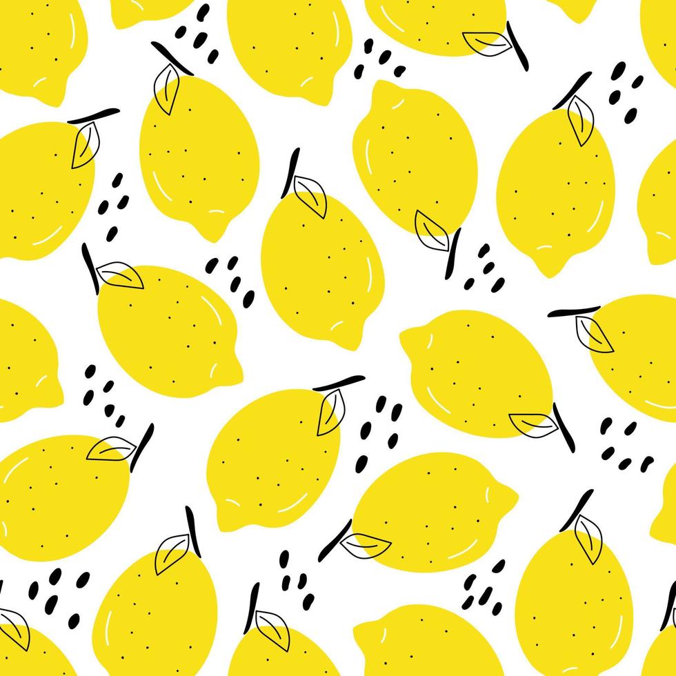 Seamless pattern with lemons and dots vector