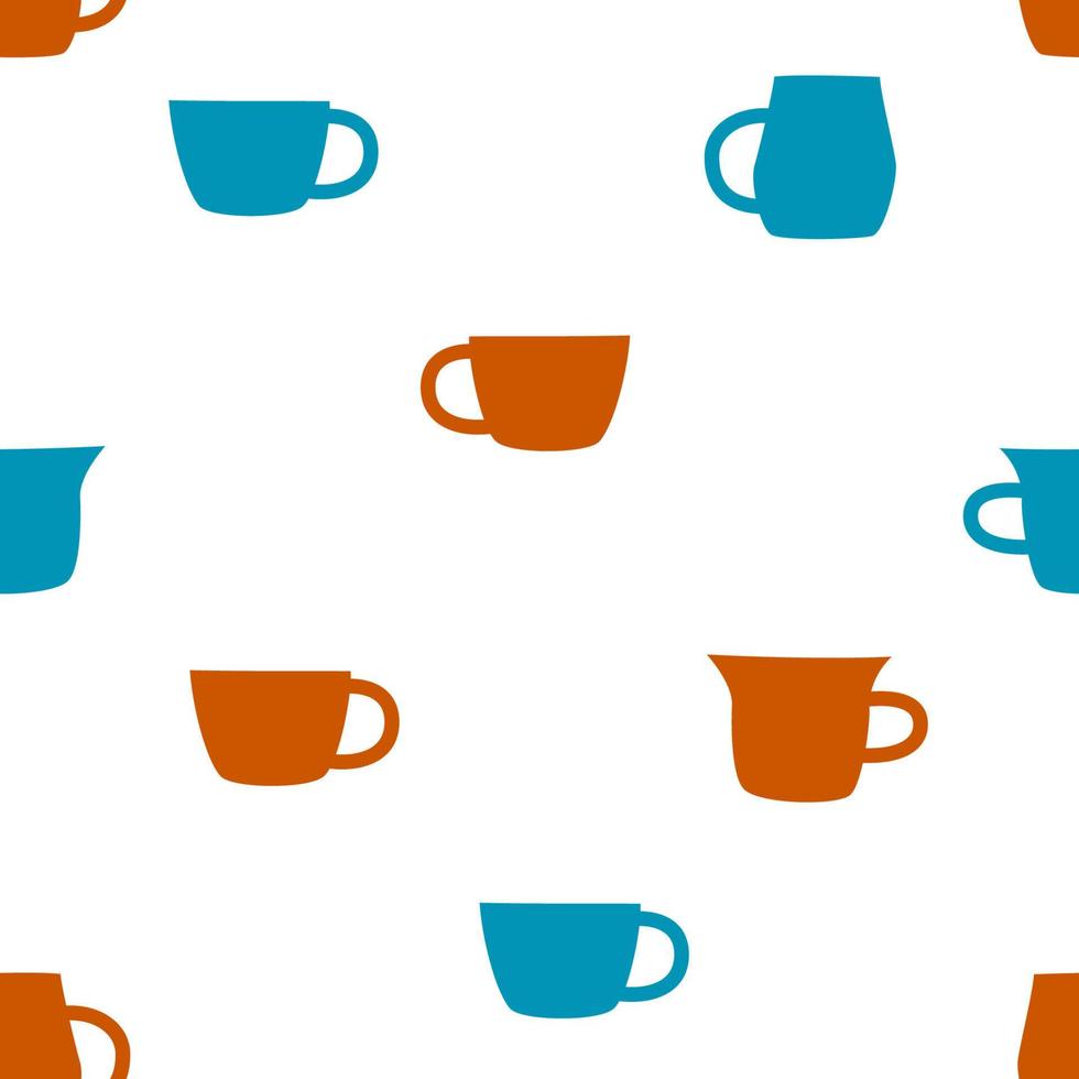 Seamless pattern with cups of coffee illustrations on white background. vector