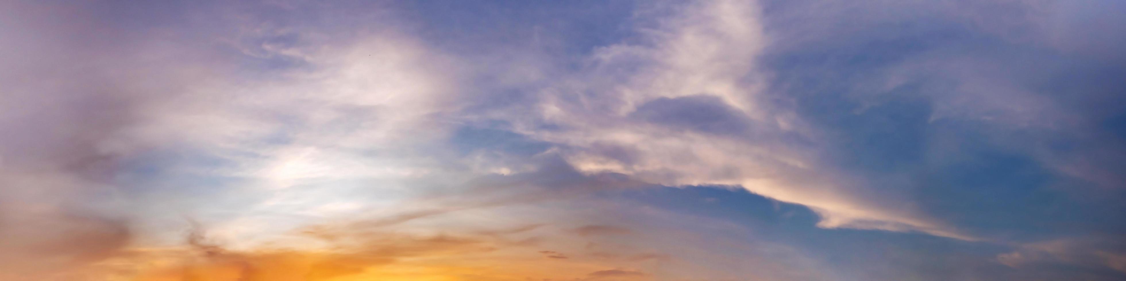 Dramatic panorama sky with cloud on sunrise and sunset time. photo