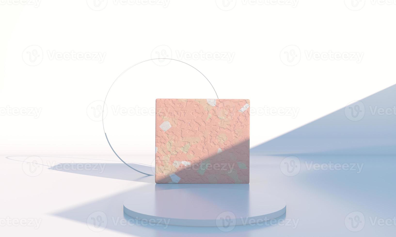 Minimal scene with geometrical forms, podiums in cream background with shadows. Scene to show cosmetic product, Showcase, shopfront, display case. 3d photo