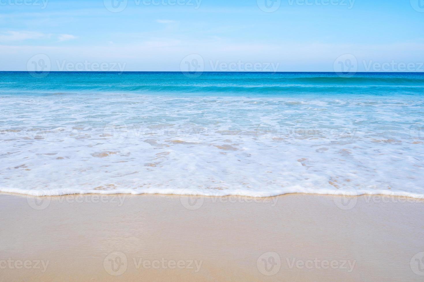 Phuket sea Beautiful tropical sandy beach with blue ocean and blue sky background image for nature background or summer background photo