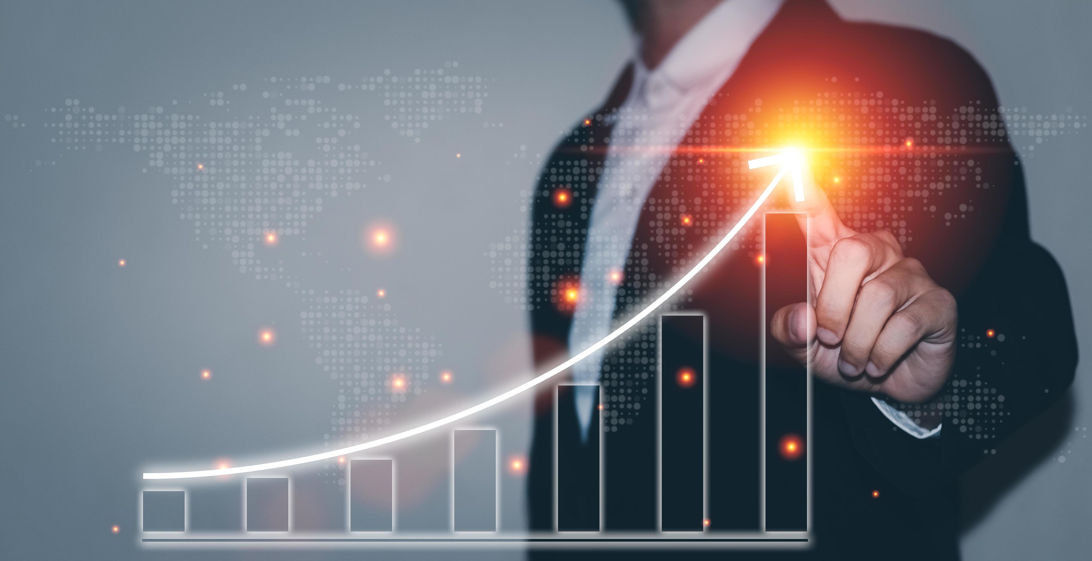 Business planning and financial concepts. Businessman plan graph growth