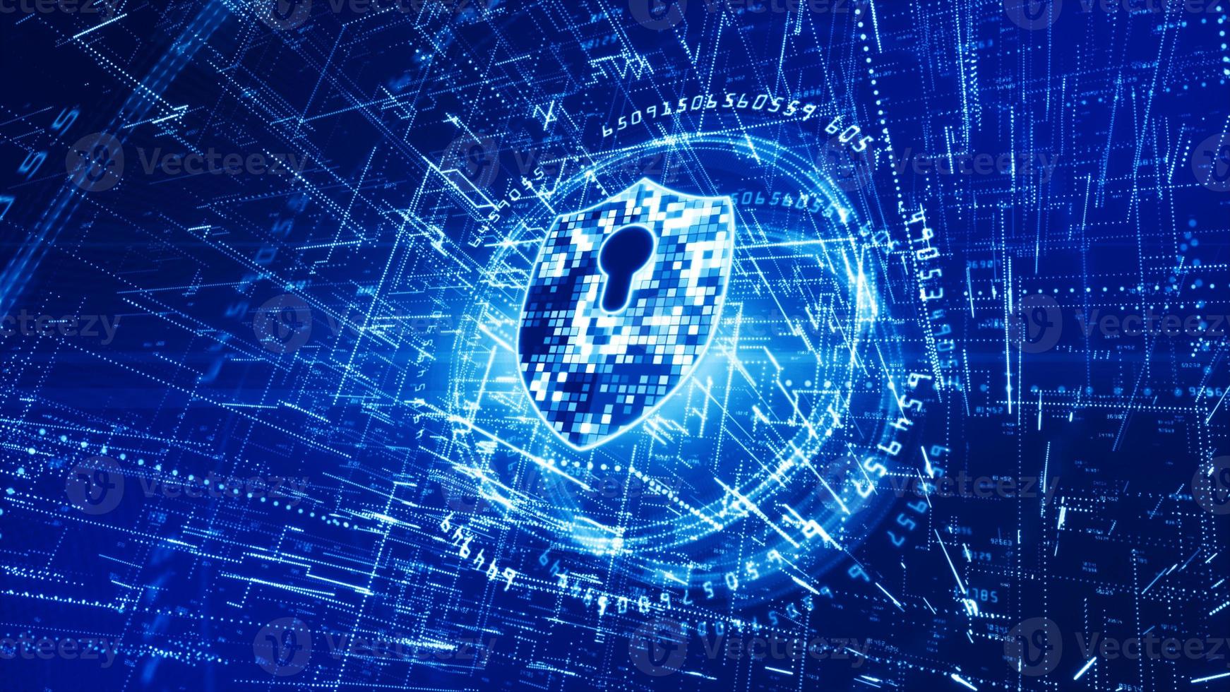 icono de hud y escudo de seguridad cibernética. protección de la red de datos digitales. análisis de datos de conexión de alta velocidad. transporte de red de código binario de datos de tecnología. concepto de fondo de tecnología futura. foto