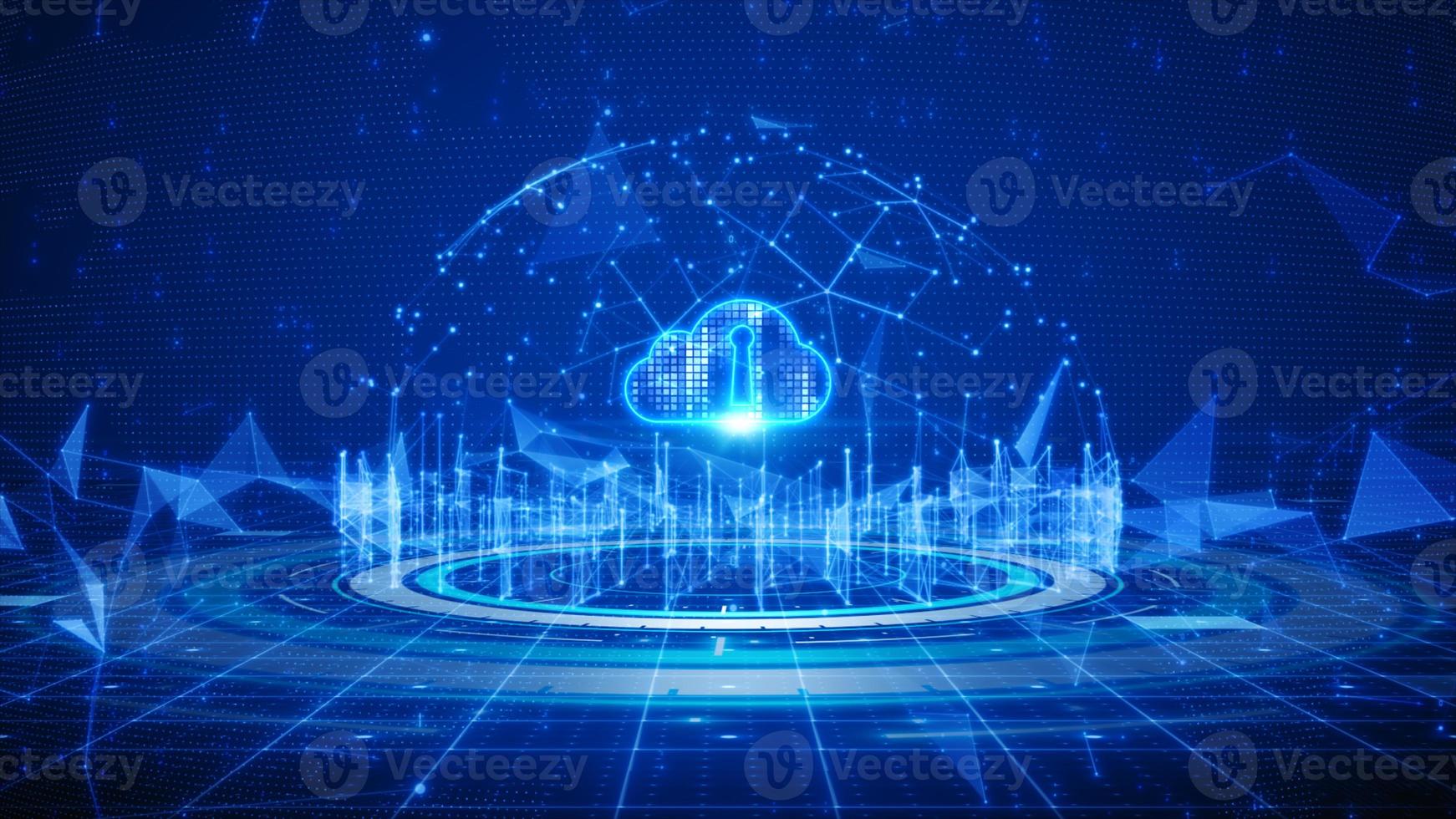 conexión de red de datos digitales computación en la nube y comunicación global. Análisis de datos de conexión de alta velocidad 5g. red de código binario de datos de tecnología que transmite conectividad sobre un fondo azul. foto