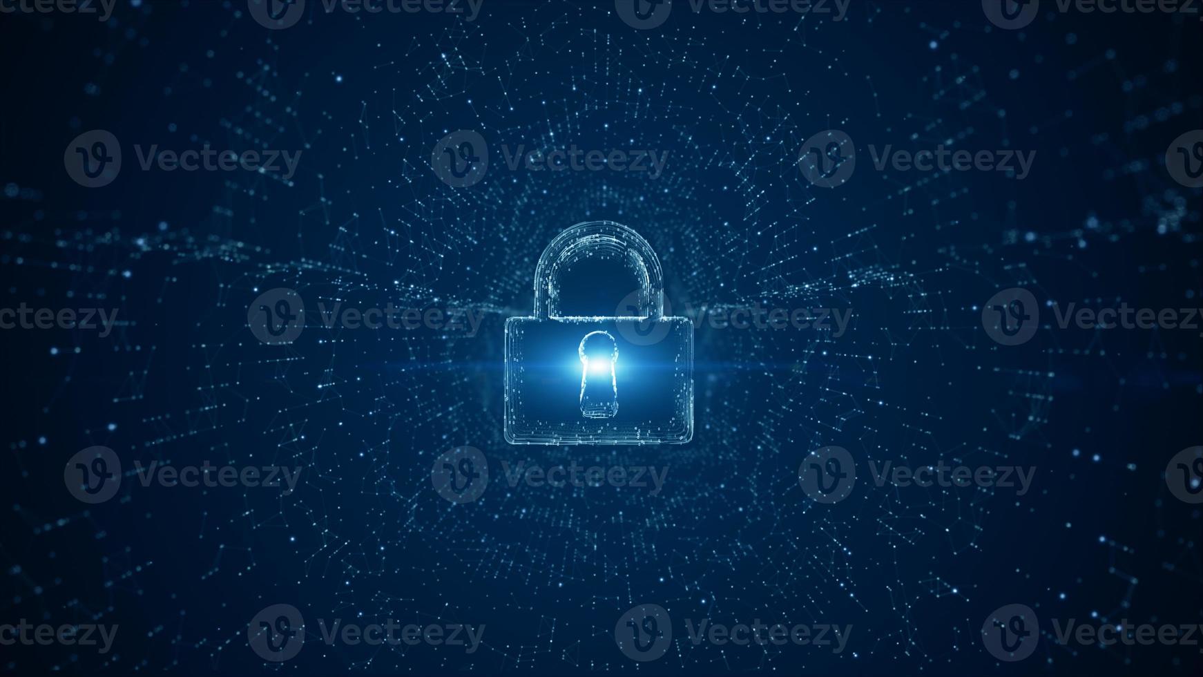 Lock Icon of cyber security. Digital data network protection. High-speed connection data analysis. Technology data binary code network conveying. Future technology digital background concept. photo