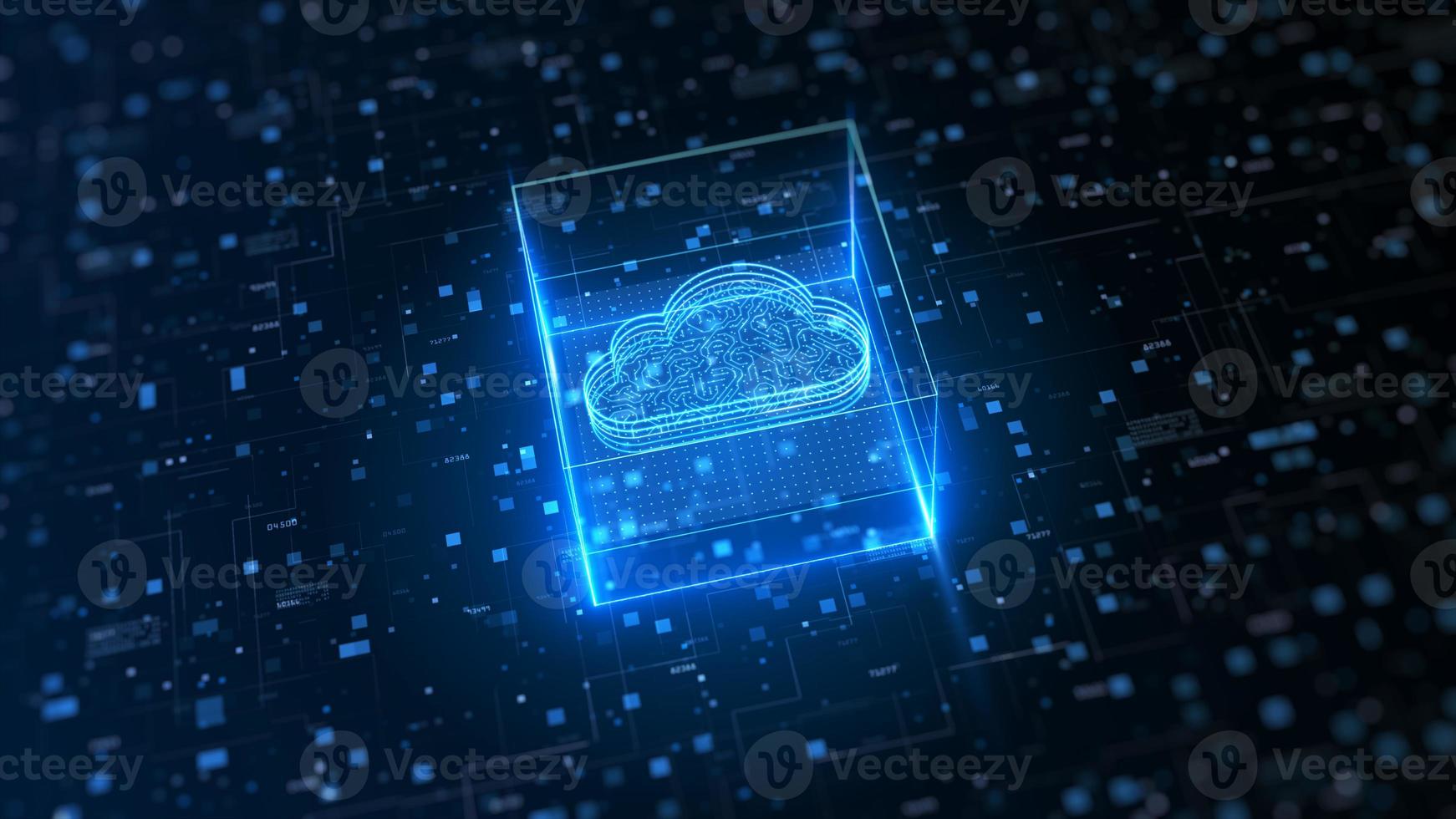 Hi tech Cloud computing and cyber security. Digital data network protection. High-speed connection data analysis. Technology data binary code network conveying. Future technology digital background. photo