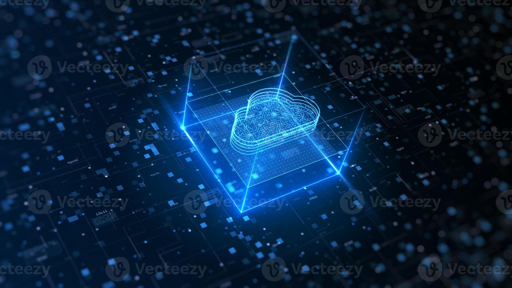 Hi tech Cloud computing and cyber security. Digital data network protection. High-speed connection data analysis. Technology data binary code network conveying. Future technology digital background. photo