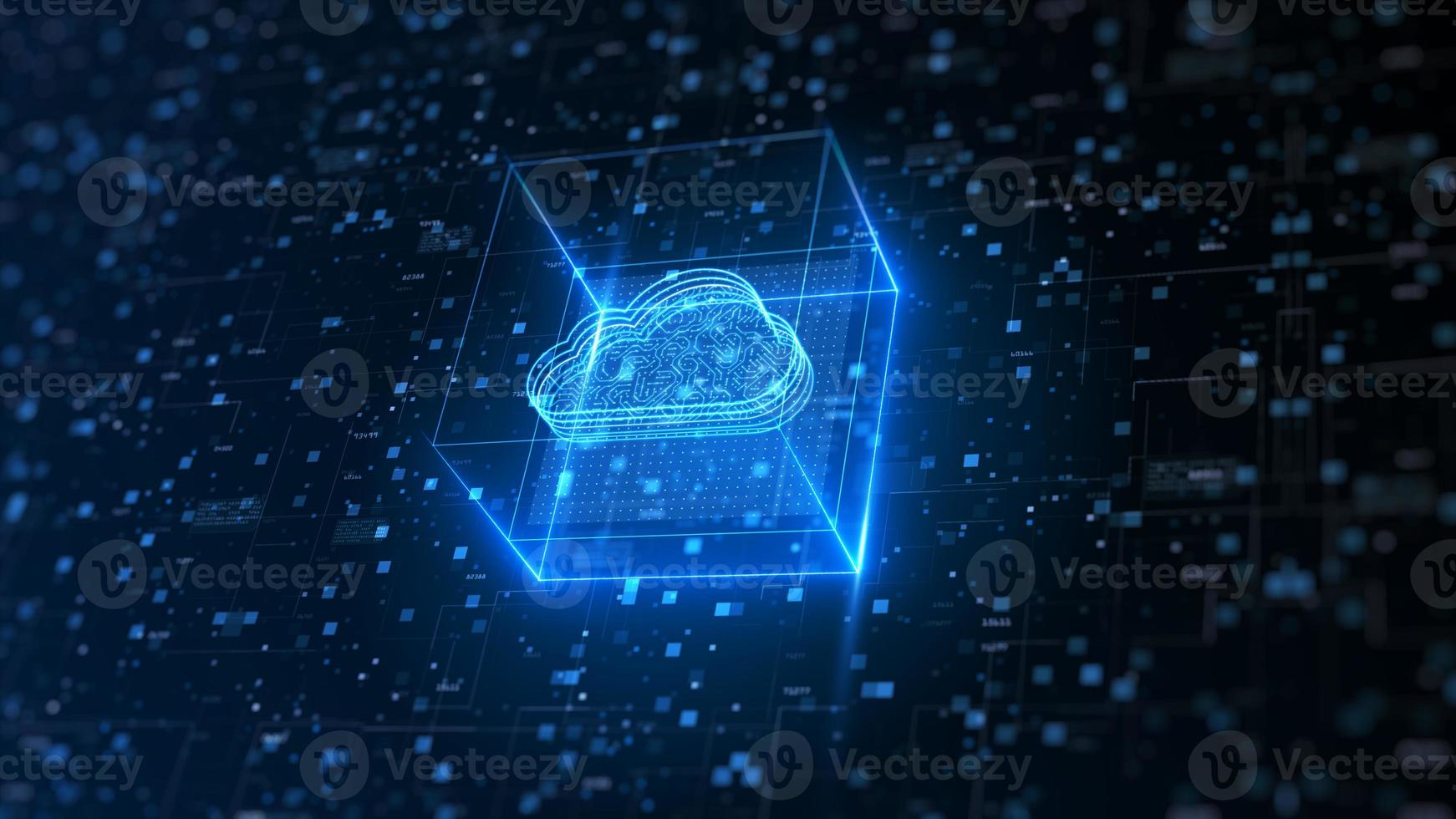 Hi tech Cloud computing and cyber security. Digital data network protection. High-speed connection data analysis. Technology data binary code network conveying. Future technology digital background. photo