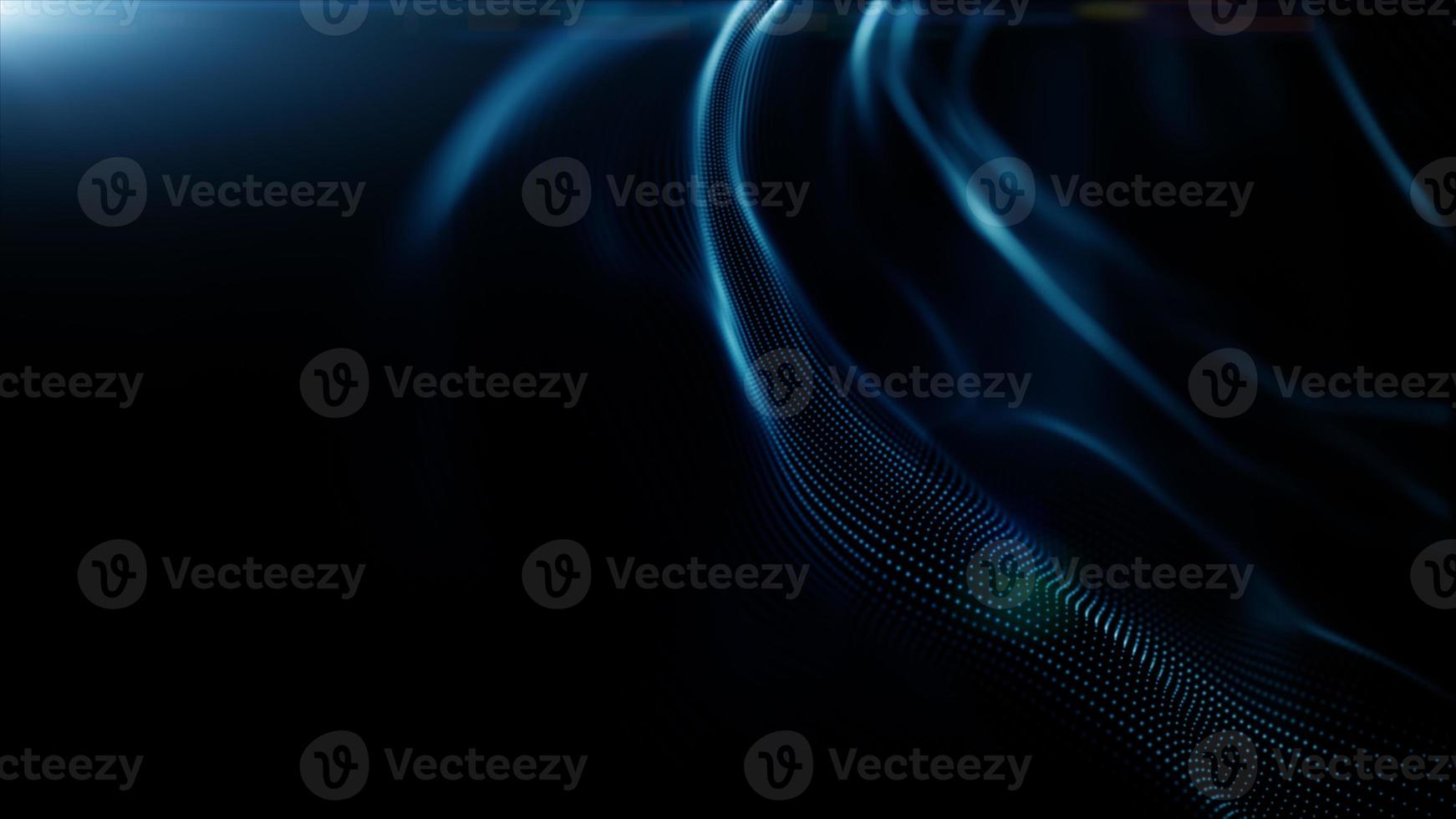 Blue color digital particles wave flow and lighting. Technology abstract background concept. with copy space photo