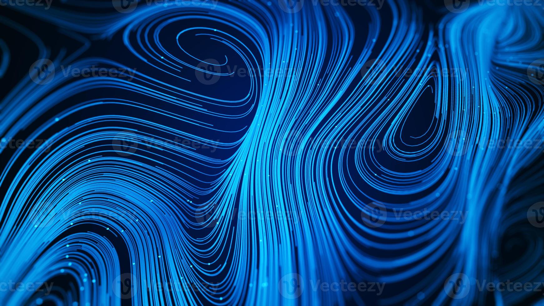 Blue color abstract background, Digital Particle and Line. Wavy backdrop curved and spiral line. Digital cyberspace background photo