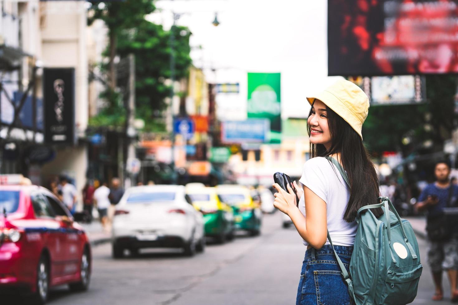 Young asian sightseeing Khaosan road photo