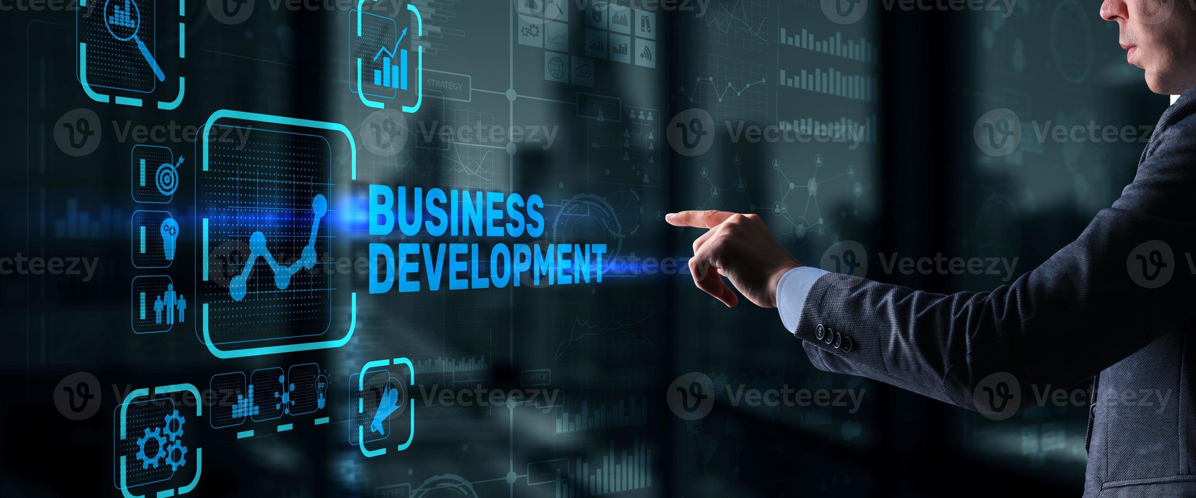 Business Development Planning. Inscription on 3D the virtual screen photo