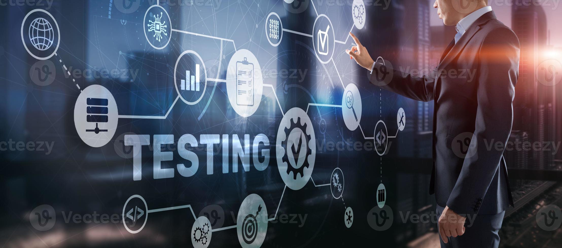 Inscription TESTING on virtual display. Business Medicine modern technology, internet and networking concept photo