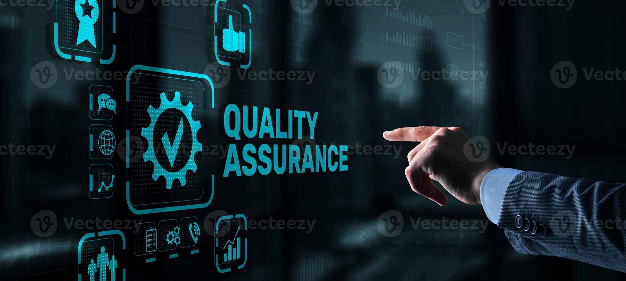 Quality Assurance ISO DIN Service Guarantee Standard Retail Concept photo