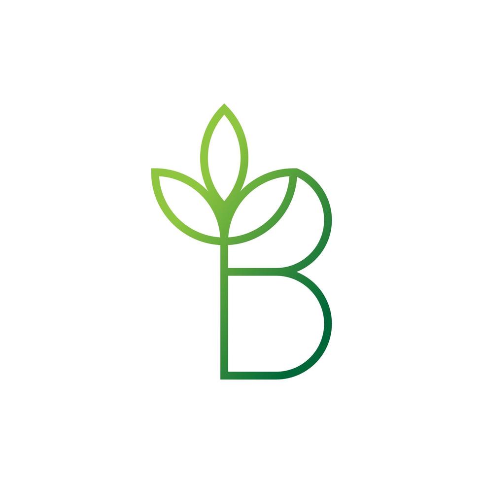 letter B with leaf logo design vector