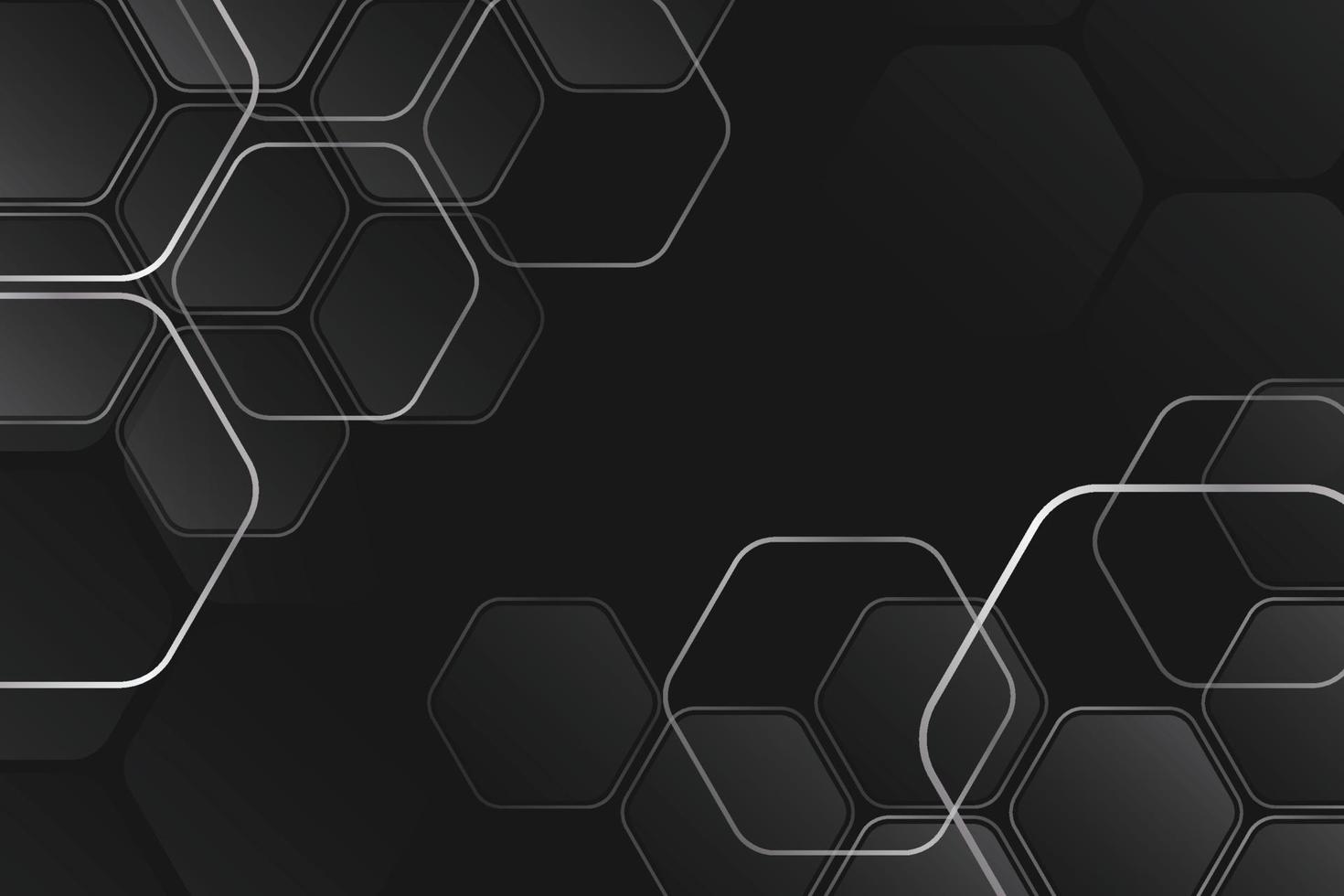 Black gradient hexagon background vector