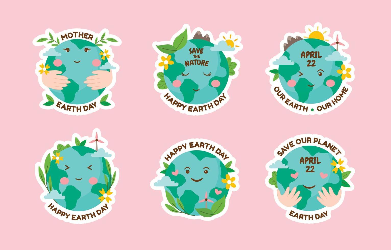 Cute Earth Day Sticker vector