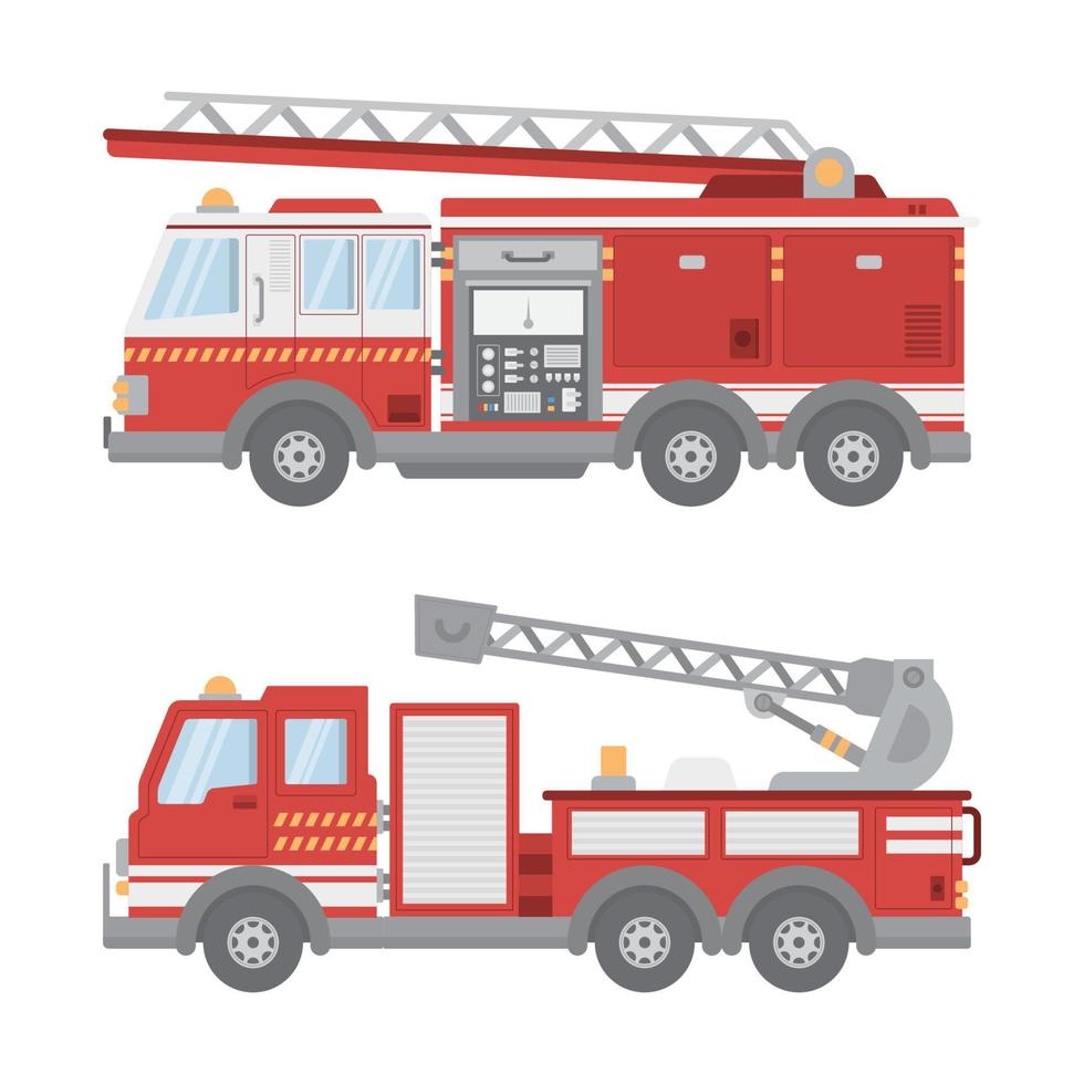 Flat Style Fire Truck Variations vector