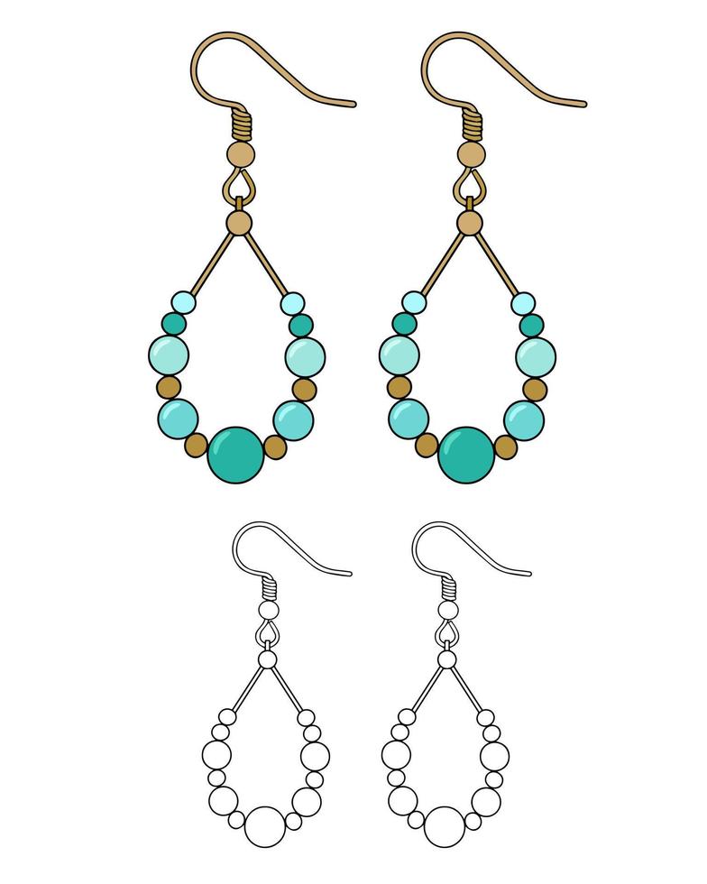 Handmade jewelry earrings with turquoise beads vector