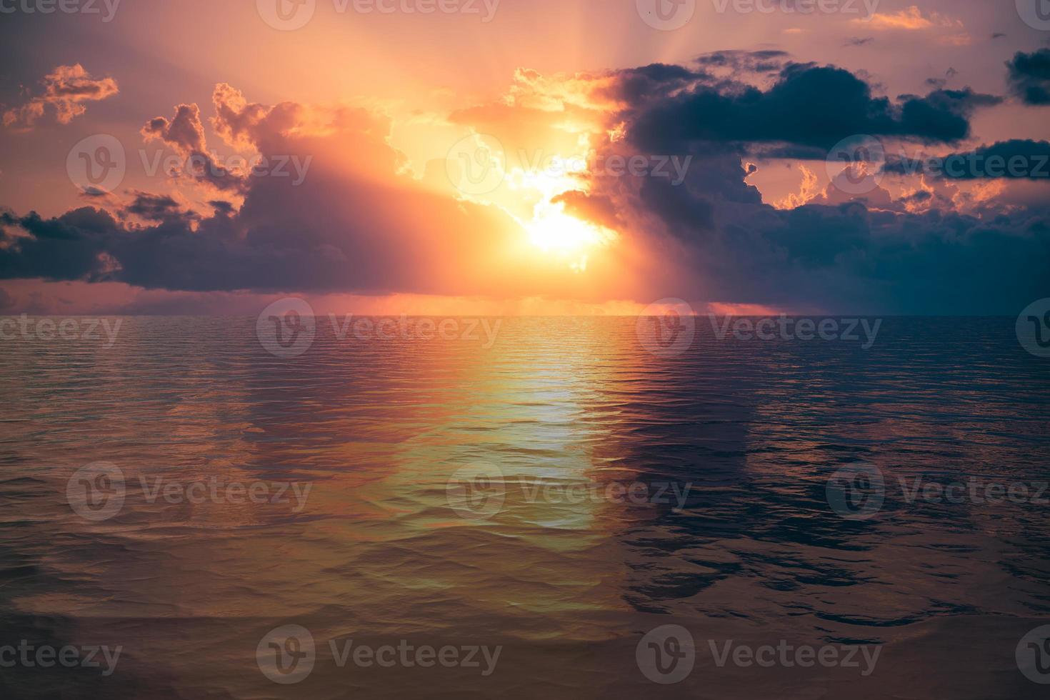 Natural landscape with dramatic sunset photo