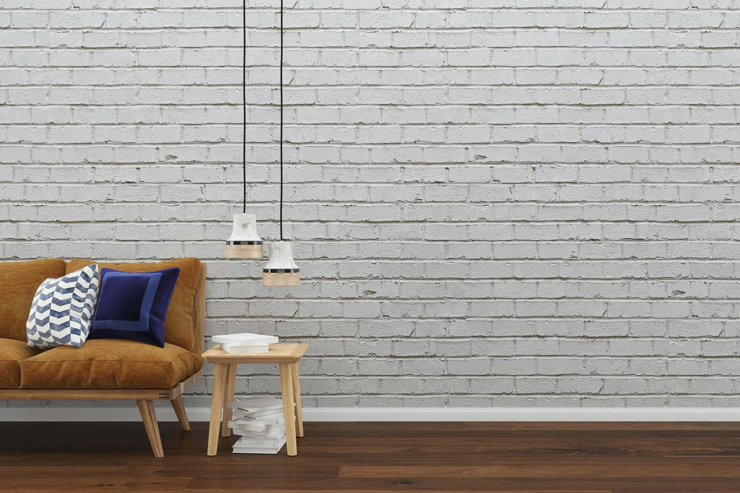 Living room interior house floor template background frame mock up design copy space 3d render photo