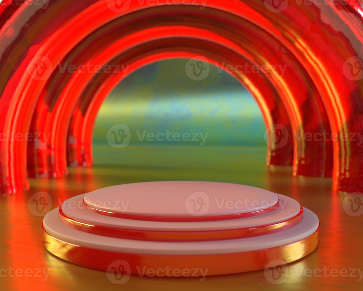 Triple cylinder pedestal showstage photo