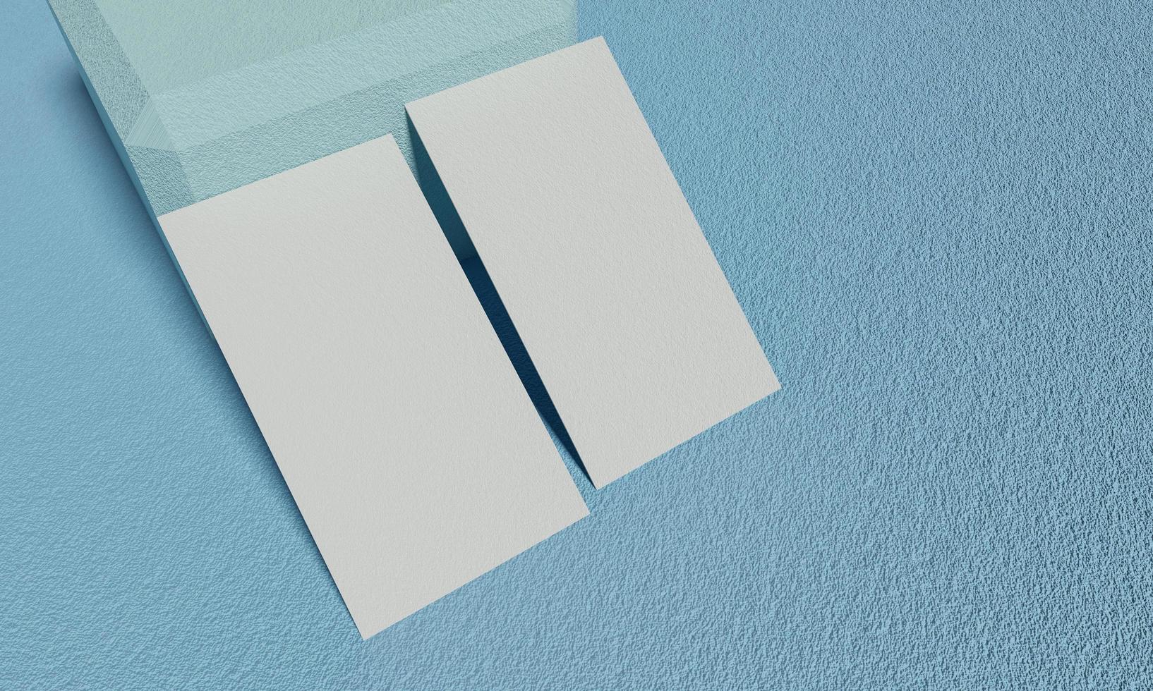 Double businesscard leaning on cube photo