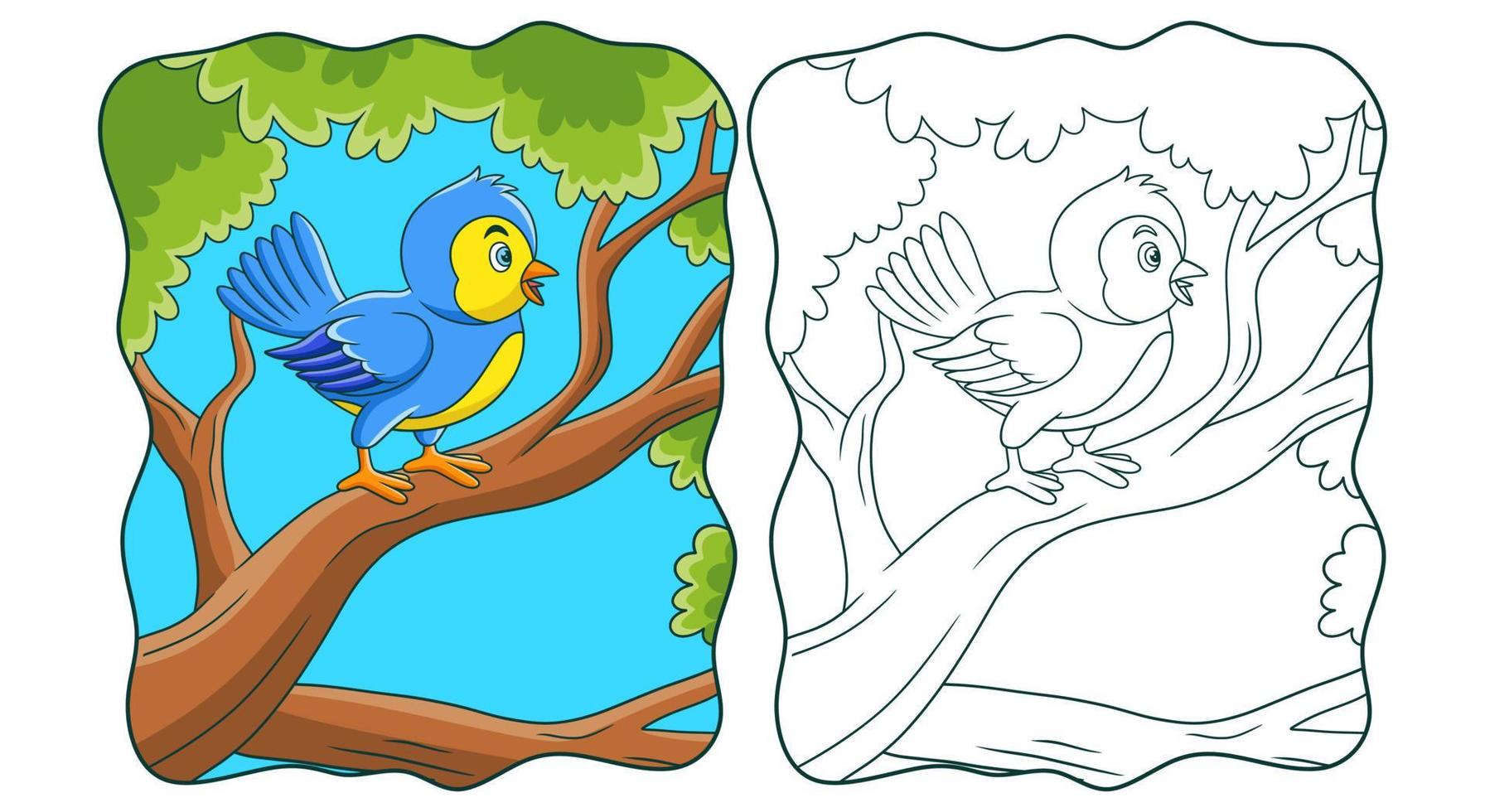 cartoon illustration birds chirping in the trees book or page for kids vector