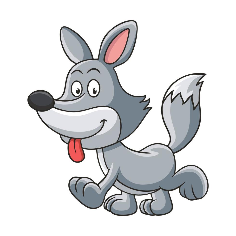 cartoon illustration walking wolf vector