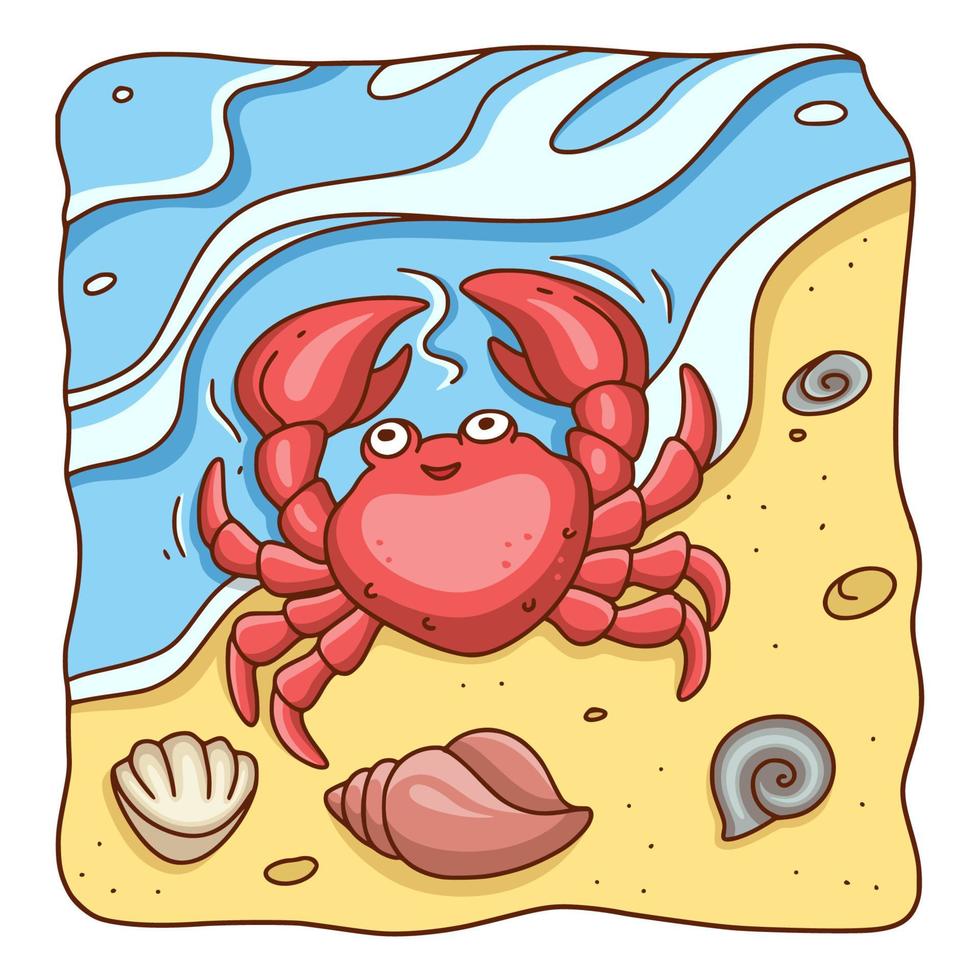 cartoon illustration beach crab vector