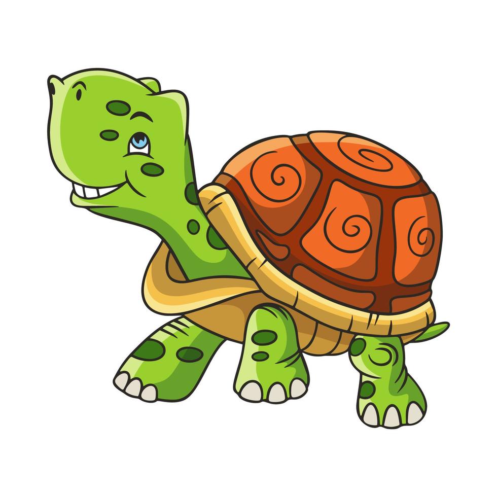 cartoon illustration walking turtle vector
