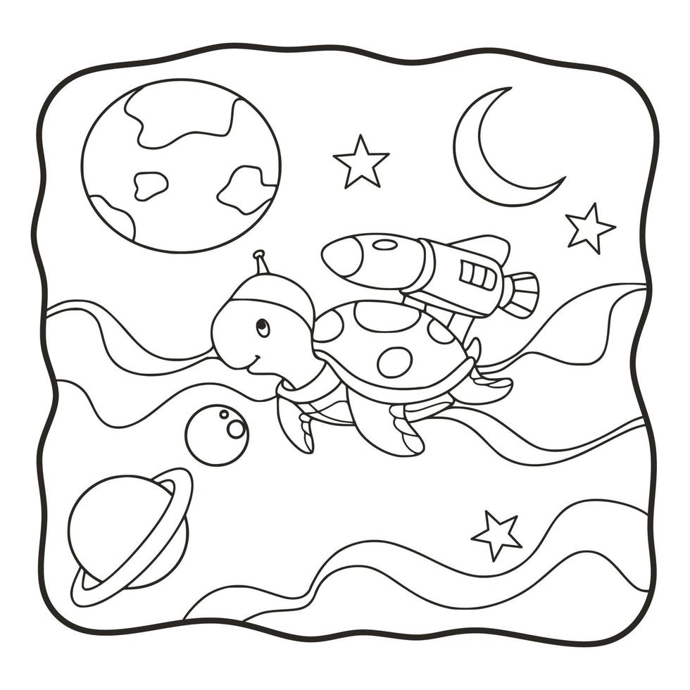 Cute turtle. Vector illustration. Outline drawing cartoon animal For kids  collection, design, decor, cards, print, coloring page. 17188852 Vector Art  at Vecteezy