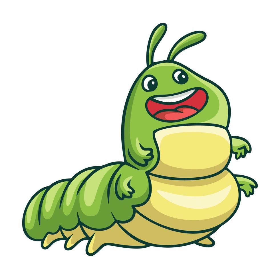 cartoon illustration smiling caterpillar vector