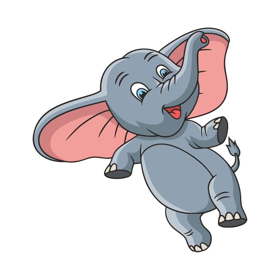 cartoon illustration elephant jump vector