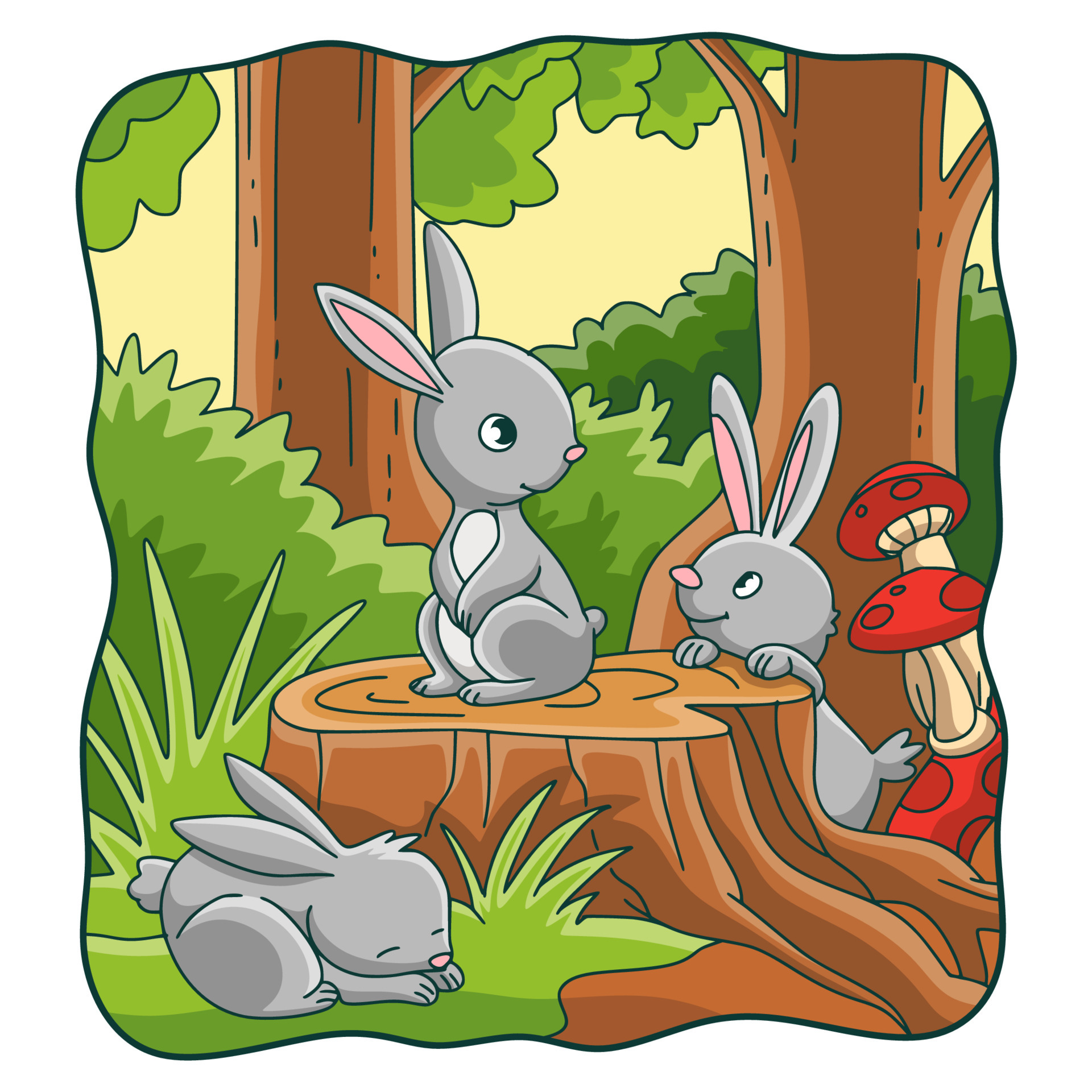 cartoon illustration the rabbit is in the middle of the forest 6655969  Vector Art at Vecteezy