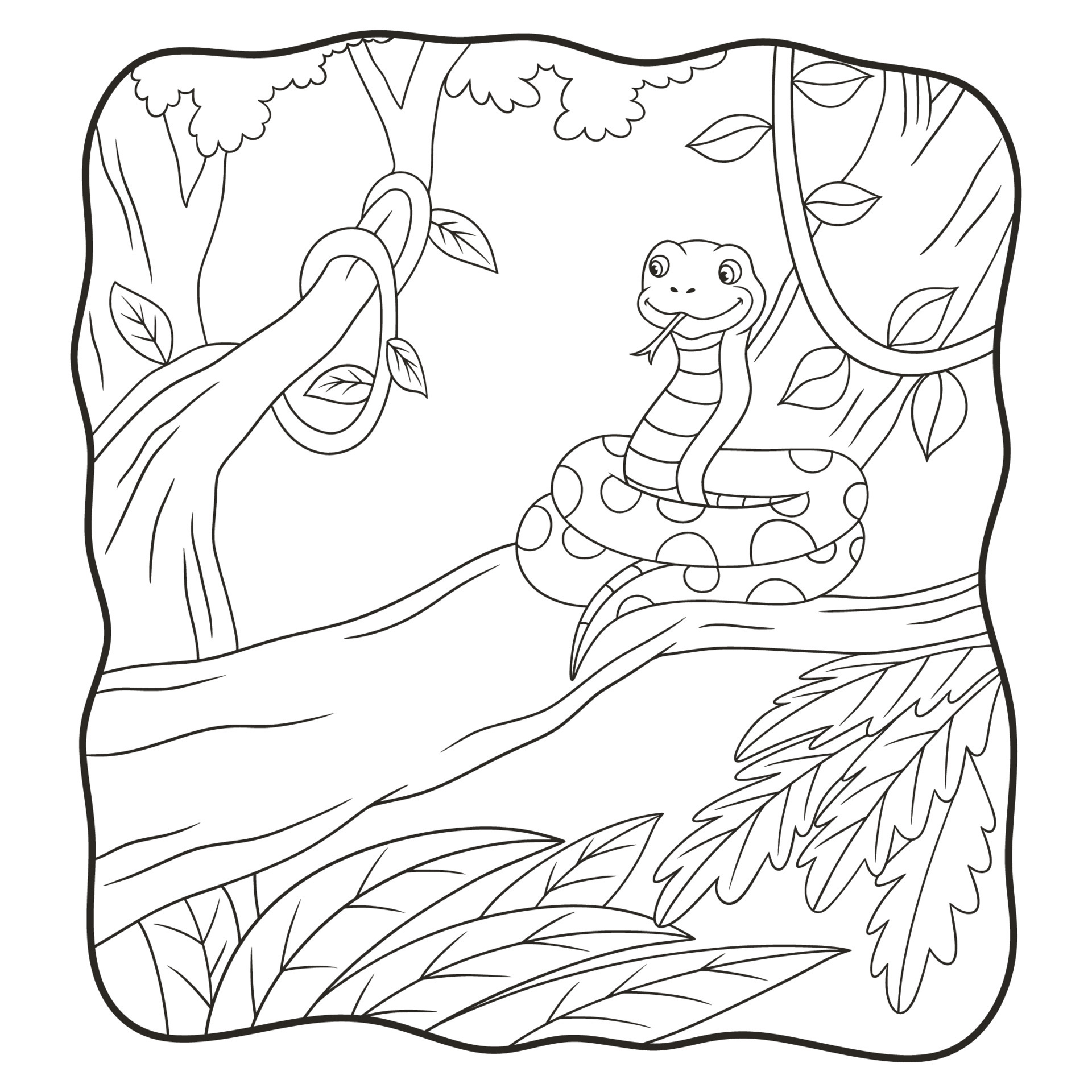 cartoon illustration the snake is on the tree book or page for kids black and white 6656064 Vector Art at Vecteezy cartoon illustration the snake is on the tree book or page for kids black and white 6656064 Vector Art at Vecteezy
