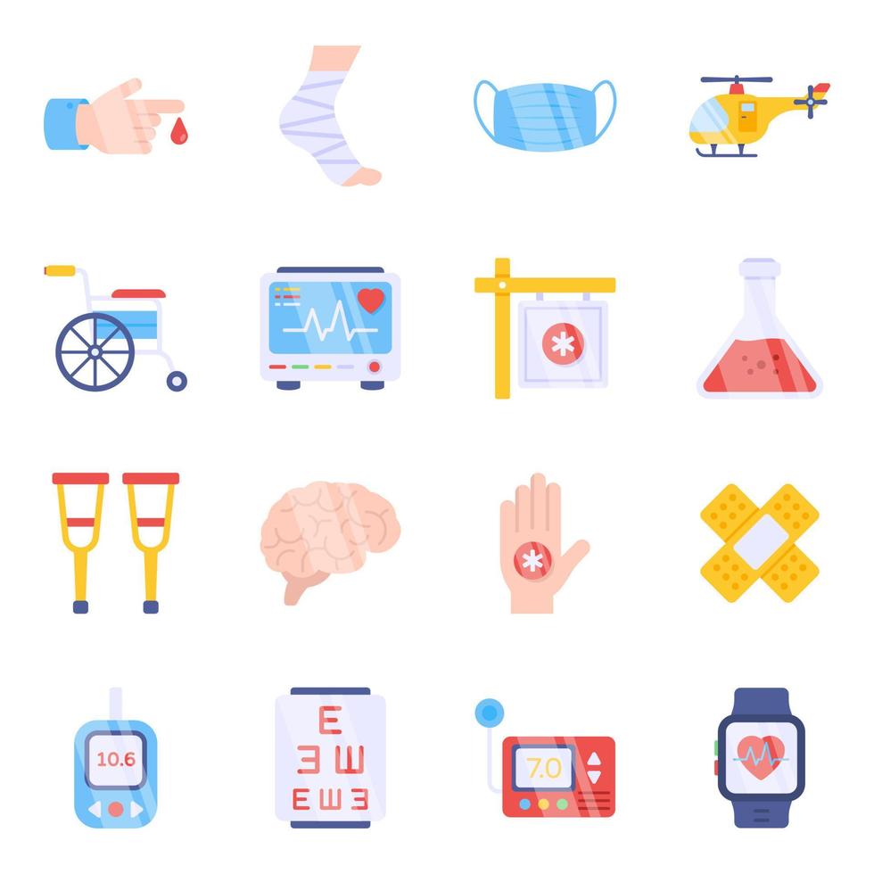Pack of Medication Flat Icons vector