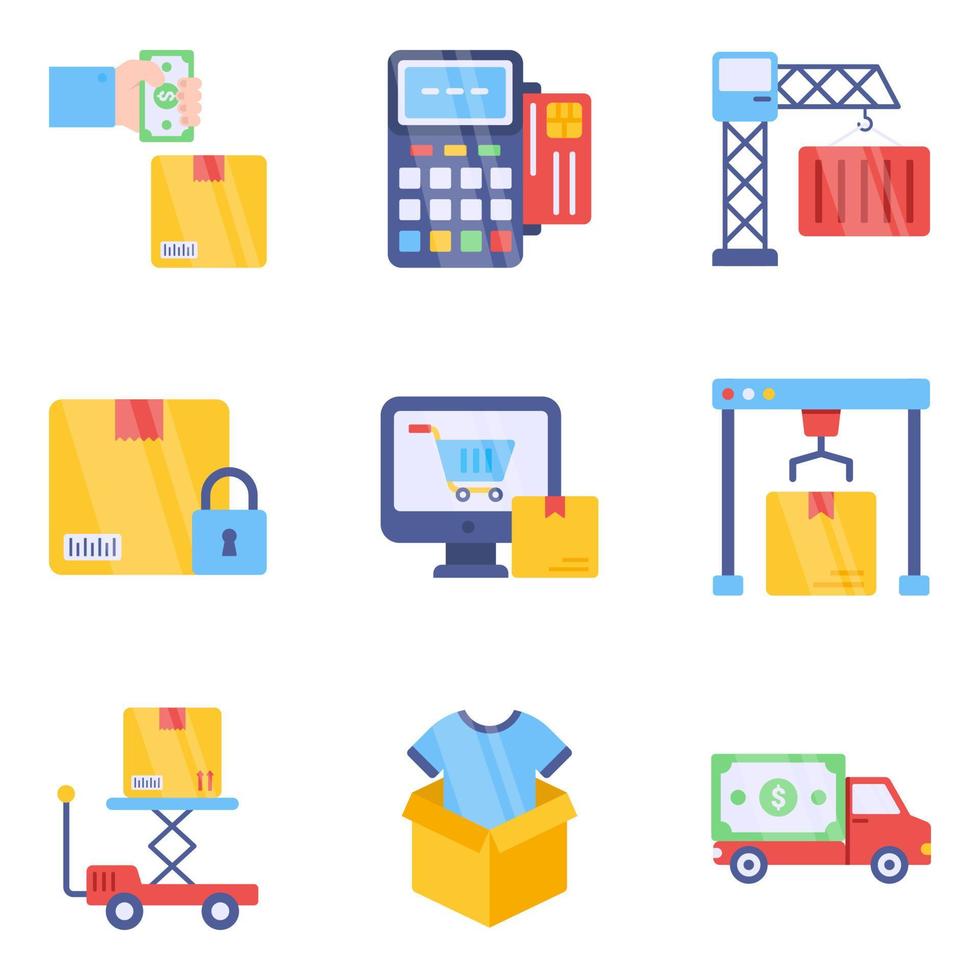 Pack of Logistic Delivery Flat Icons vector