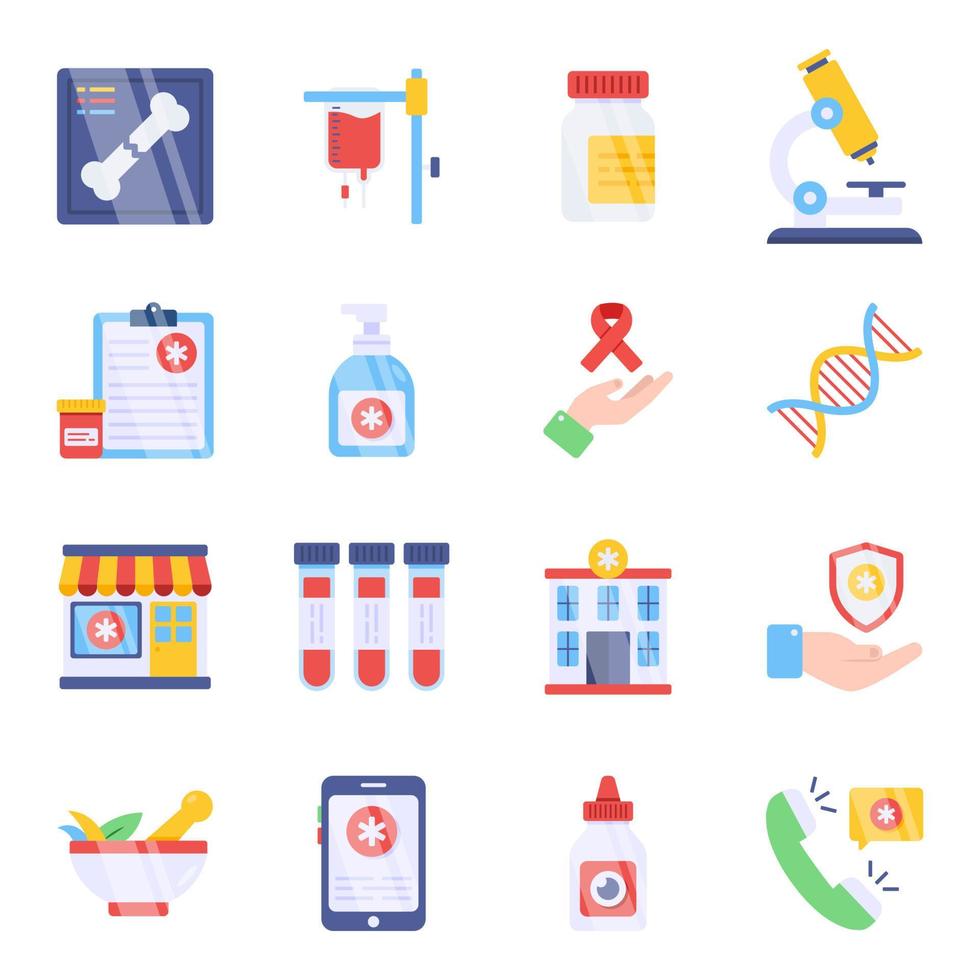 Pack of Healthcare Flat Icons vector