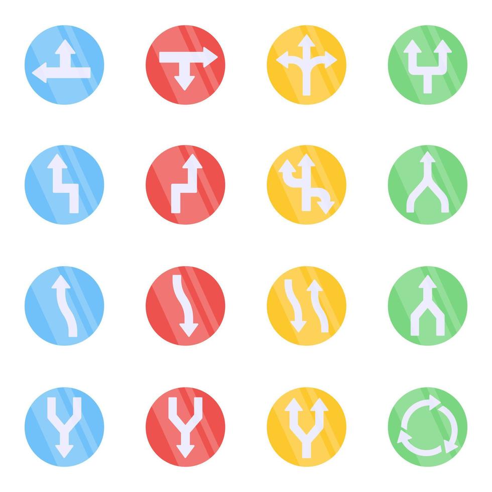 Pack of Pointing Arrows Flat Icons vector