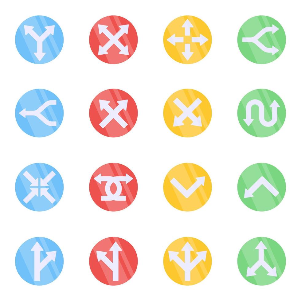 Pack of Navigational Arrows Flat Icons vector