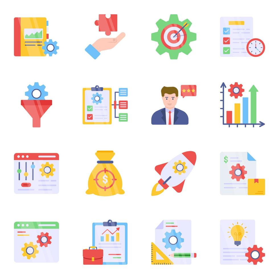 Pack of Data Management Flat Icons vector